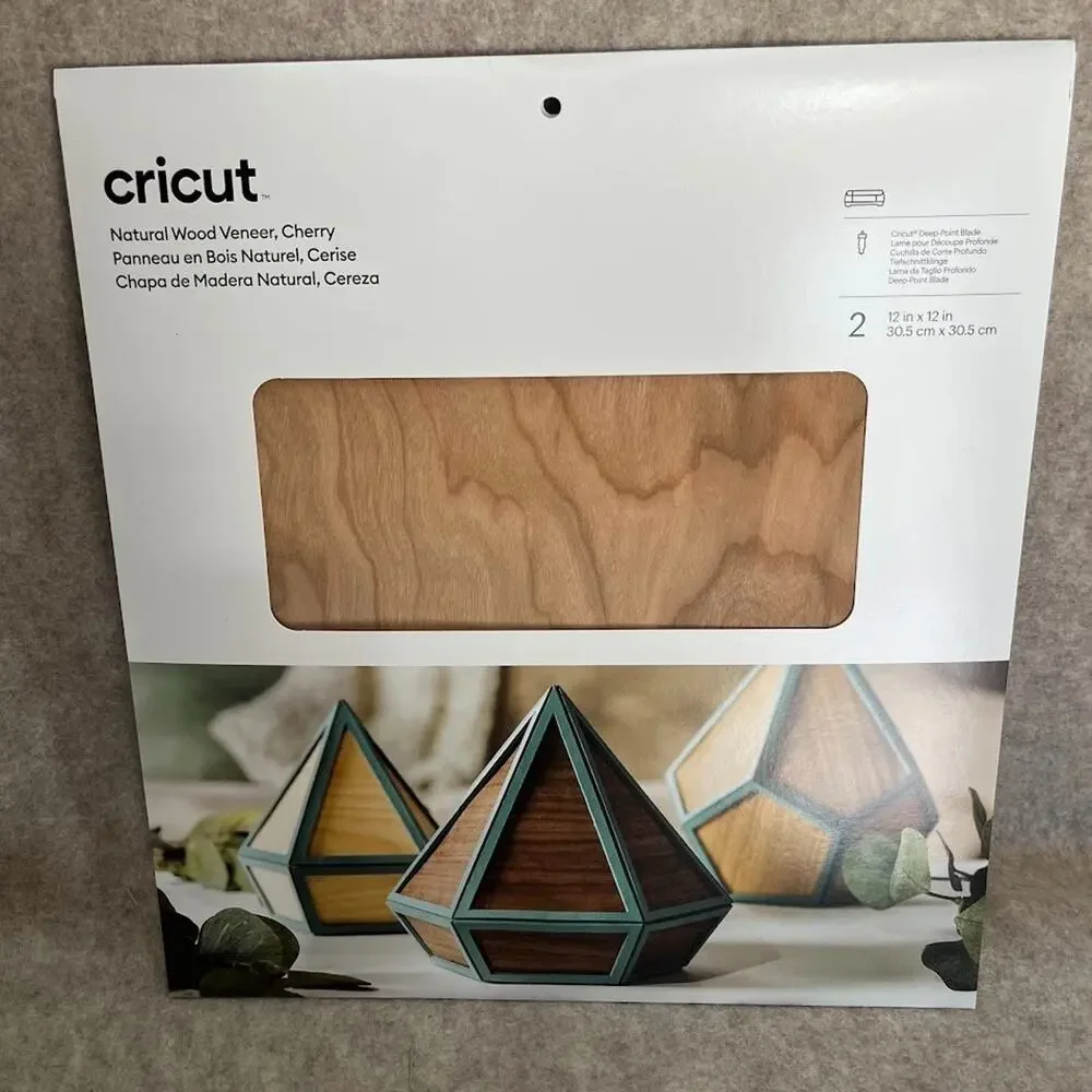 Cricut Natural Wood Cherry Veneer (2) 12x12‎ SHEETS